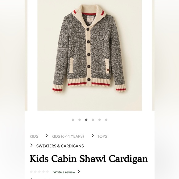 Roots Cabin Shawl Cardigan youth xl 11-12 - Picture 4 of 17